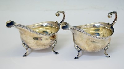 Lot 328 - Pair of George VI silver sauce boats