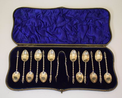 Lot 314 - Cased set of 12 Victorian silver Apostle spoons