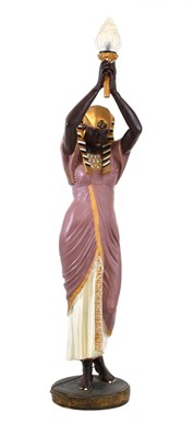 Lot 521 - Large moulded figural torchere modelled as an Egyptian lady