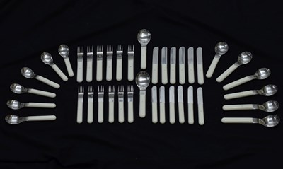 Lot 394 - David Mellor (1930-2009) - Thirty-eight-piece set of 'Chinese Ivory' pattern flatware