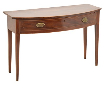 Lot 702 - George III inlaid mahogany bowfront side table