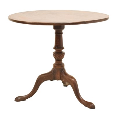 Lot 695 - George III mahogany snap-top tripod occasional table