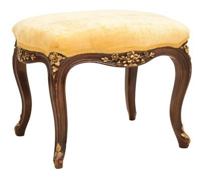 Lot 730 - Mid 19th century walnut and parcel gilt stool