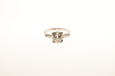 Lot 3 - Old cushion cut diamond solitaire ring