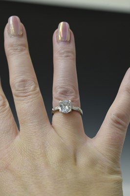 Lot 3 - Old cushion cut diamond solitaire ring