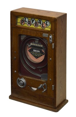 Lot 169 - Early 20th century 'Playball' amusement pinball coin repeat wall machine