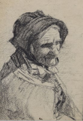 Lot 284 - Walter Langley (British, 1852-1922) - Charcoal on paper - 'Old Grace'