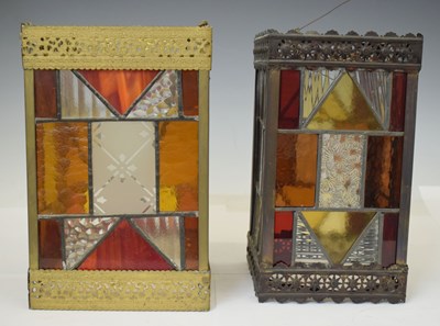 Lot 376 - Two Victorian stained glass hall lanterns