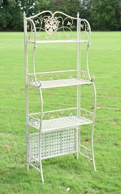 Lot 748 - Cream painted cast metal three-tier plant stand
