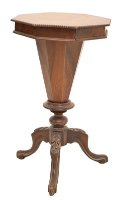 Lot 708 - Victorian walnut octagonal work table
