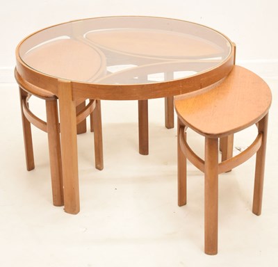 Lot 649 - Nathan teak Trinity glass top coffee table