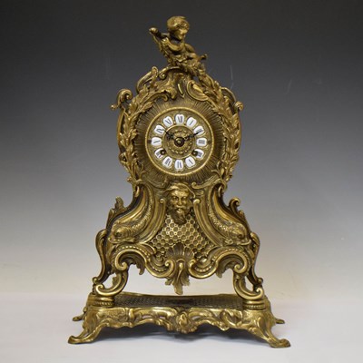 Lot 681 - Large reproduction French-style gilt metal mantel clock