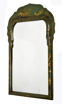 Lot 482 - Green lacquer chinoiserie wall mirror
