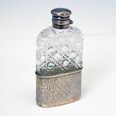 Lot 266 - Victorian silver mounted cut glass hip flask with detachable silver tot cup