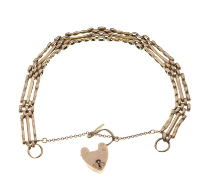 Lot 155 - Victorian rose metal gate link bracelet, the clasp stamped 9ct