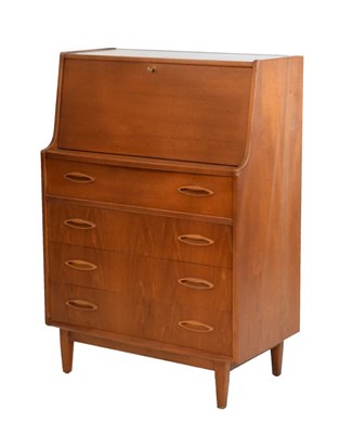 Lot 573 - 1960's period teak fall front bureau