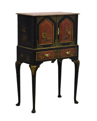Lot 514 - Early 20th century red and black lacquer cabinet on stand