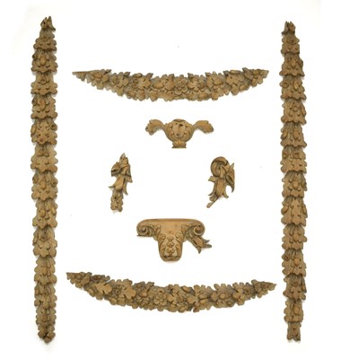 Lot 485 - Group of foliate carved pine architectural fragments