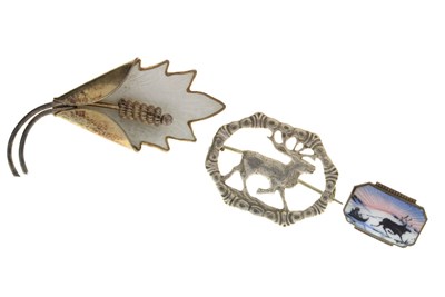 Lot 126 - Three Scandinavian silver brooches comprising Knut Andreas Rasmussen