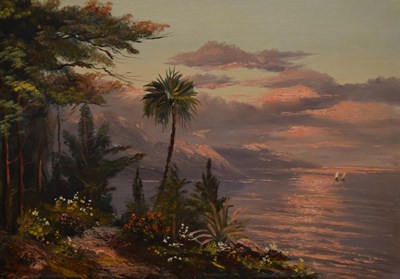 Lot 565 - Late 20th Century oil on canvas - Mediterranean coastal scene