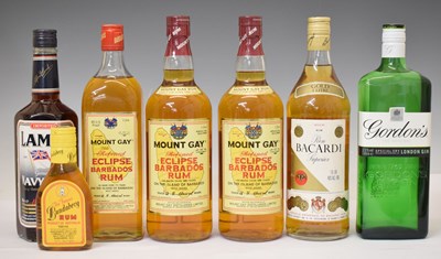 Lot 318 - Mount Gay refined Eclipse Barbados Rum, Gordon's Special Dry London Gin, etc