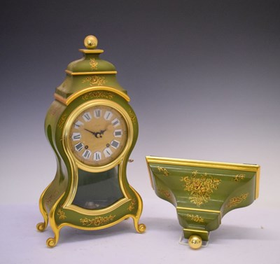 Lot 420 - Swiss green-painted bracket clock