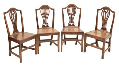 Lot 565 - Two pairs of 'Country Hepplewhite' style oak dining chairs