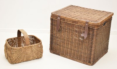 Lot 590 - Large wicker trunk, reputedly vintage Habitat, and a wicker basket