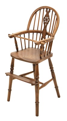 Lot 720 - Child's Windsor elm correctional/high chair