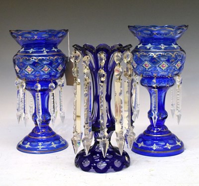 Lot 702 - Group of blue glass lustres