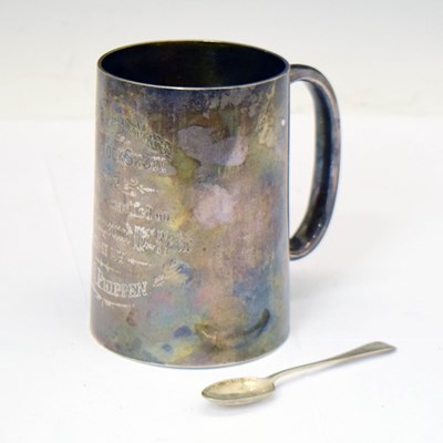 Lot 168 - Victorian silver trophy mug together with a Victorian silver teaspoon