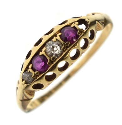 Lot 24 - Edwardian ruby and diamond 18ct gold ring