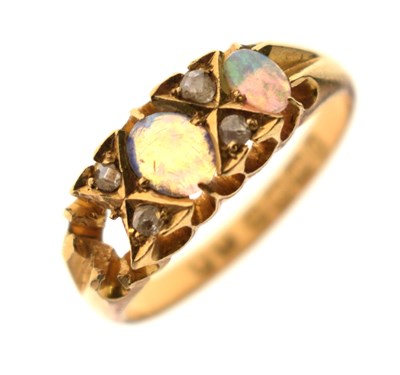 Lot 25 - Late Victorian opal and diamond 18ct gold ring