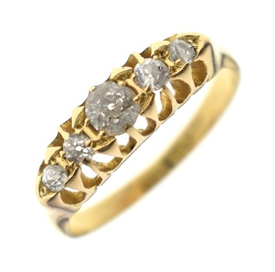 Lot 1 - Diamond five-stone yellow metal ring