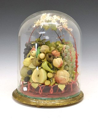 Lot 500 - Victorian wax fruit display beneath glass dome