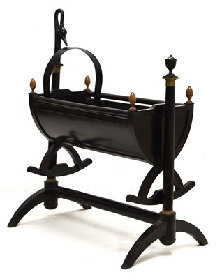 Lot 494 - 19th century ebonised and gilt metal mounted French Empire style rocking cradle