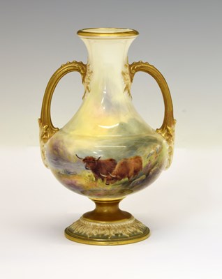 Lot 190 - Harry Stinton for Royal Worcester - Twin handled vase