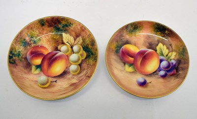 Lot 411 - Royal Worcester - Porcelain fruit painted pin dish, etc