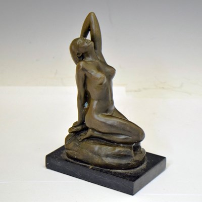 Lot 279 - After Jean Patoue (20th century) - Bronzed figure of a kneeling female