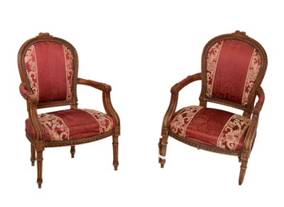 Lot 417 - Pair of French style fauteuil chairs