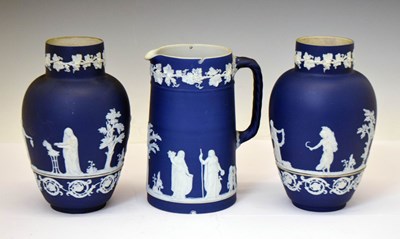 Lot 399 - Pair of Adams Tunstall dark blue jasper vases