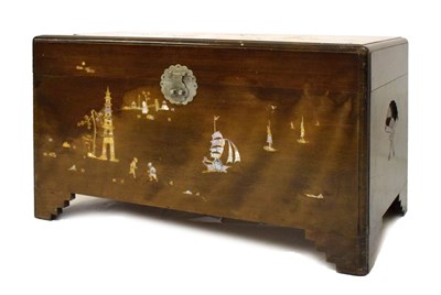 Lot 691 - Mother of pearl-inlaid trunk