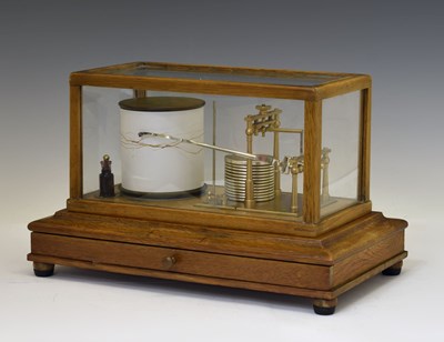 Lot 460 - Short & Mason - Early 20th century golden oak cased barograph, No. 15845