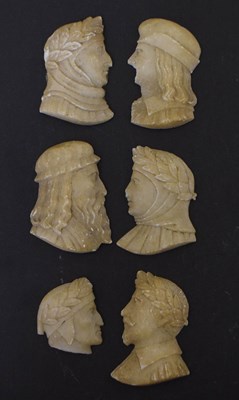 Lot 256 - Group of six Italian carved alabaster 'Grand Tour' souvenir profile heads