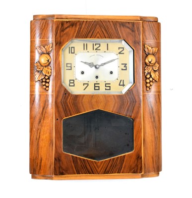 Lot 441 - Art Deco walnut-cased 'Veritable Westminster' chiming wall clock