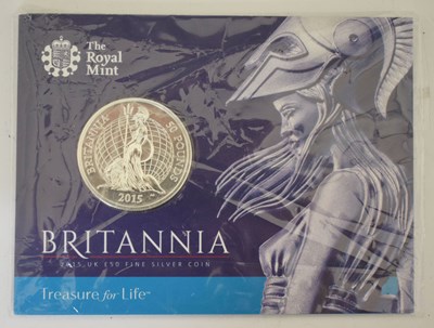 Lot 222 - Elizabeth II - Royal Mint - £50 one ounce silver proof Britannia coin, 2015