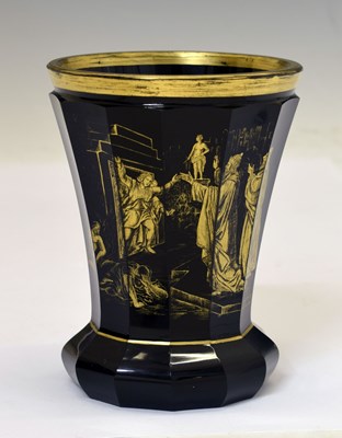 Lot 183 - Mid 19th century Bohemian hyalith glass and Zwischengoldglas goblet