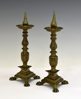 Lot 152 - Pair of bronze pricket candlesticks