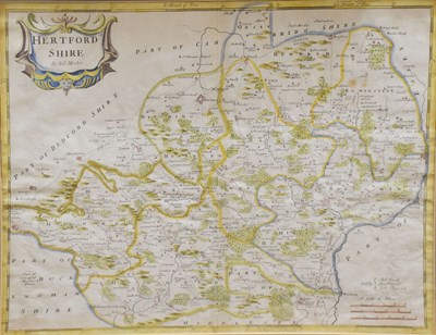 Lot 469 - Robert Morden (fl. 1668-1703) - 17th century hand coloured engraved map of Hertfordshire