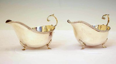 Lot 162 - Pair of George V silver sauce boats